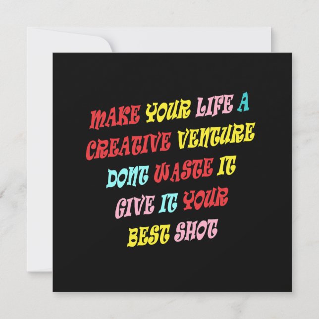 FÜR KREATIVE ABENTEUER UND MENSCHEN, DIE DAS LEBEN EINLADUNG (Vorderseite)