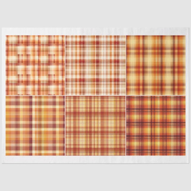 Für Künstler Fall Orange Brown Kariertes Muster Seidenpapier (Vorderseite)
