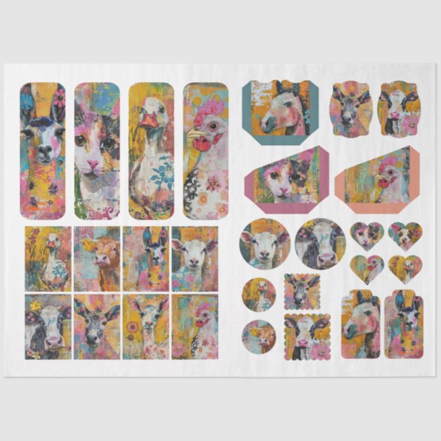 Für Künstler in Farm Animal Junk Journal Ephemera Seidenpapier (Vorderseite)