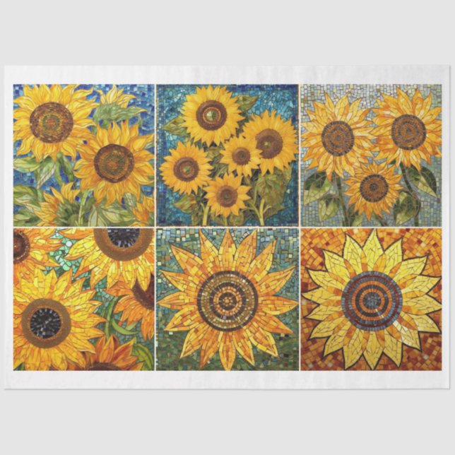 Für Künstler und Crafters Mosaik Sonnenblumentextu Seidenpapier (Vorderseite)