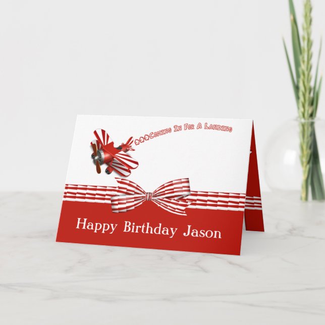 Für landenflugzeug-Geburtstag hereinkommen Karte (Vorderseite)
