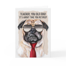 für Lehrer Funny Mops Hund in einer Roten Krawatte