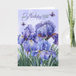 Für Lehrer Purple Iris mit Schmetterlingen zum Geb Karte