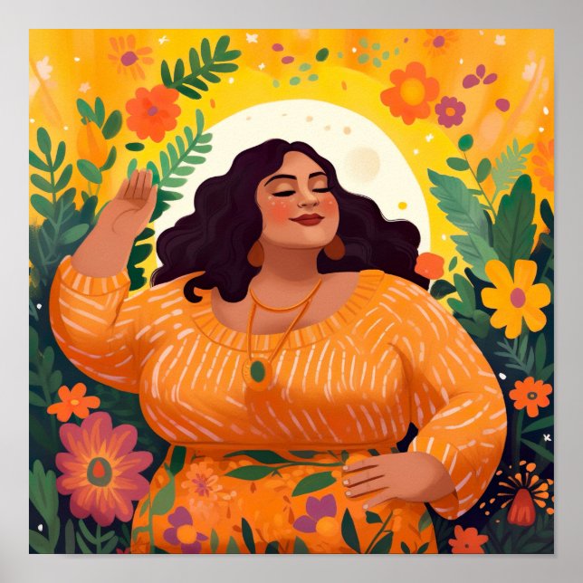 Für Liebe und Blume eine Frau, die in ihrem Power  Poster (Vorne)