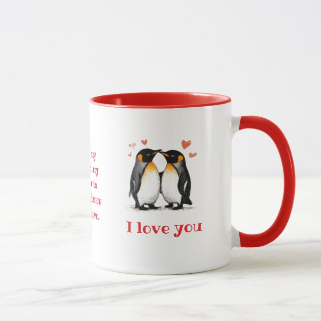 Für Liebhaber, Pinguine Zitat, Namen hinzufügen, b Tasse (Rechts)
