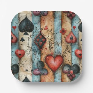 Für Liebhaber von Kartenspielen. Kartensymbolen sp Pappteller