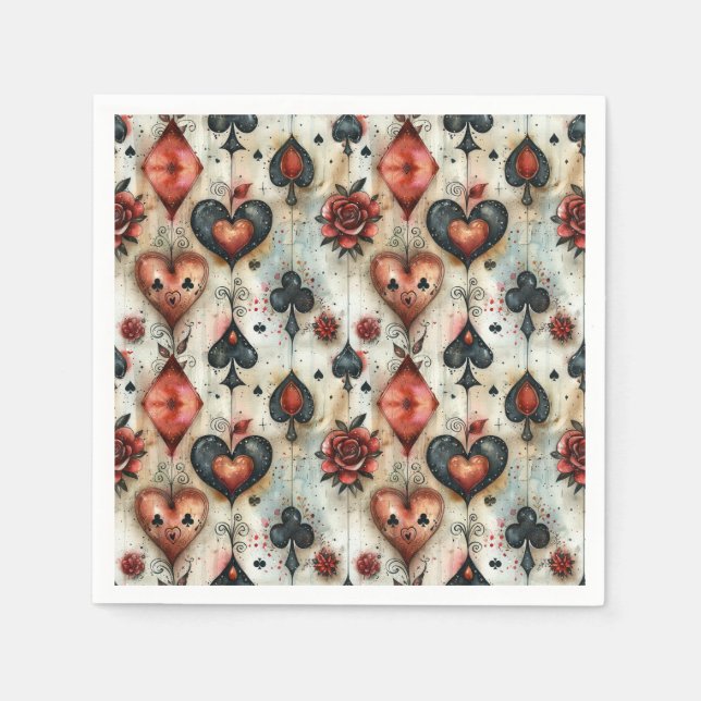 Für Liebhaber von Kartenspielen. Kartensymbolen sp Serviette (Vorderseite)