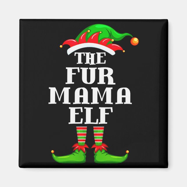 Fur Mama Elf Matching Family Group Christmas Party Magnet (Vorne)