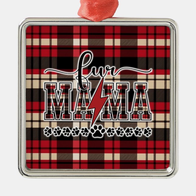 Fur Mama Kariert Ornament Aus Metall (Vorne)