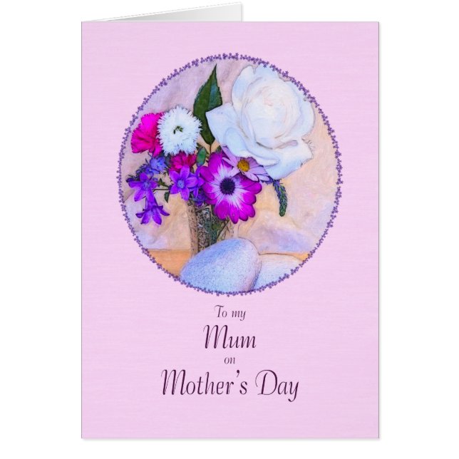 Für Mama, Muttertag mit bemalten Blume. (Vorne)