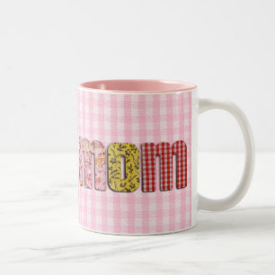 Für Mama (Patchwork-gequilter Text) Zweifarbige Tasse