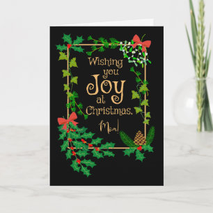 Für Mama, Weihnachtsfreude mit Stechpalme und Mist Karte