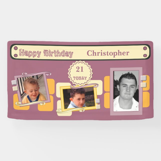 Für Männer 21. Fügen Sie Fotos den Namen burgundy  Banner (Horizontal)