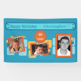 Für Männer 40. hinzufügen Fotos Namen blaues Party Banner