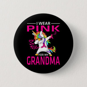 Für mein Oma Breast Cancer Awareness Unicorn Button