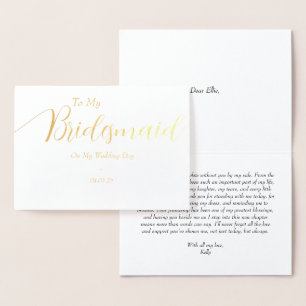Für meine Brautjungfer an meinem Hochzeitstag Gold Folienkarte