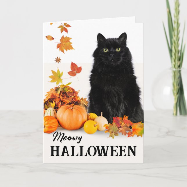 Für meine menschliche Meowween-Schwarzkatze Karte (Vorderseite)