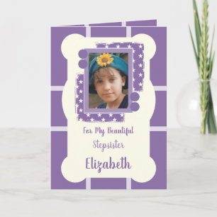 Für meine schöne Stepschwester lila und lila Foto Karte
