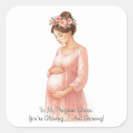 Für meine schwangere Königin - Niedliche Blumensch Quadratischer Aufkleber