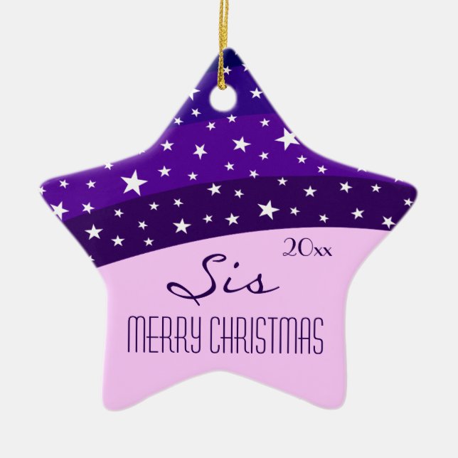 Für meine Schwester Whimsical Plum Sky Star Weihna Keramikornament (Vorne)