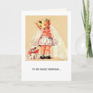 Für meine süße Prinzessin. Vintage-Kunst Valentins Feiertagskarte