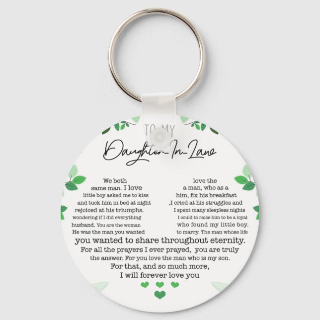 Für meine Tochter im Gesetz Schlüsselanhänger (Vorderseite)