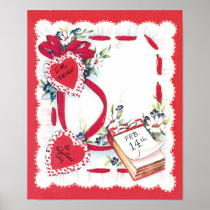 Für meinen Lehrer, Vintage Valentinstag Love Heart Poster