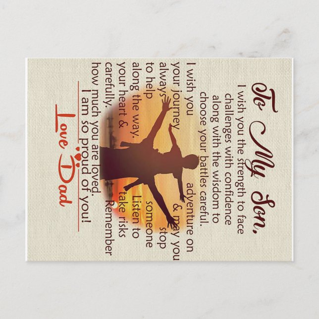 Für meinen Sohn | Lieblicher Brief an ihn | Ankündigungspostkarte (Vorderseite)