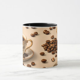 Für mich sind Kaffeebohnen und Espresso-Tasse eleg Tasse