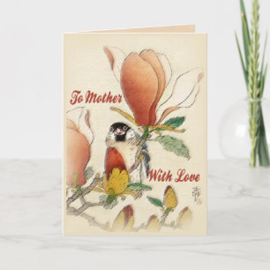 Für Mutter mit Liebe Vintage Magnolie Blütenzweig Karte