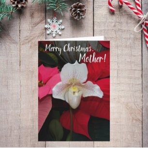 Für Mutter Red Poinsettias und Orchid Weihnachten Karte