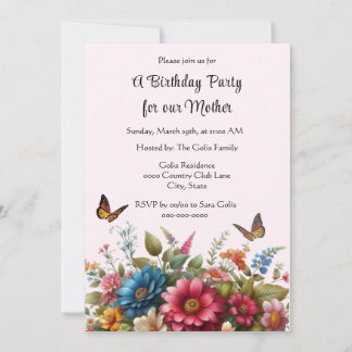 Für Mütter zum Geburtstag glücklich Party Einladun Einladung
