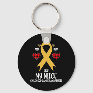 Für My Niece Childhood Cancer Awareness Ribbon Buf Schlüsselanhänger