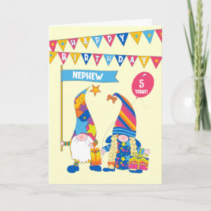 Für Nephew Custom Age Birthday Fun Gnomard Card Karte