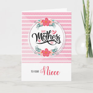 Für Nichte am Muttertag rosa Bontanical Karte