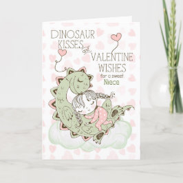 für Niece Dinosaur Kisses Stegosaurus Valentine Feiertagskarte