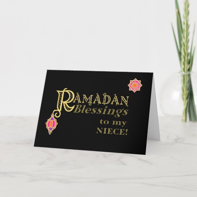 Für Niece Ramadan Blessings Gold auf schwarz Karte (Vorderseite)