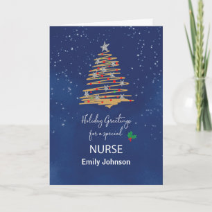 Für Nurse Christmas Tree individualisierbarer Name Karte