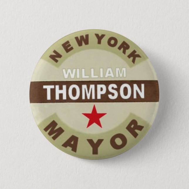 Für NYC Bürgermeister William Thompson Button (Vorderseite)