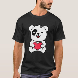 Für Panda Niedlich Panda Holding Heart T-Shirt