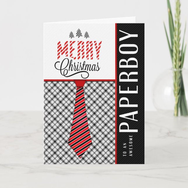 für Paperboy Frohe Weihnachtsmasculine Necktie Feiertagskarte (Vorderseite)
