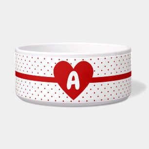 Für Pet Polka Dot Red White Background Monogramm Napf