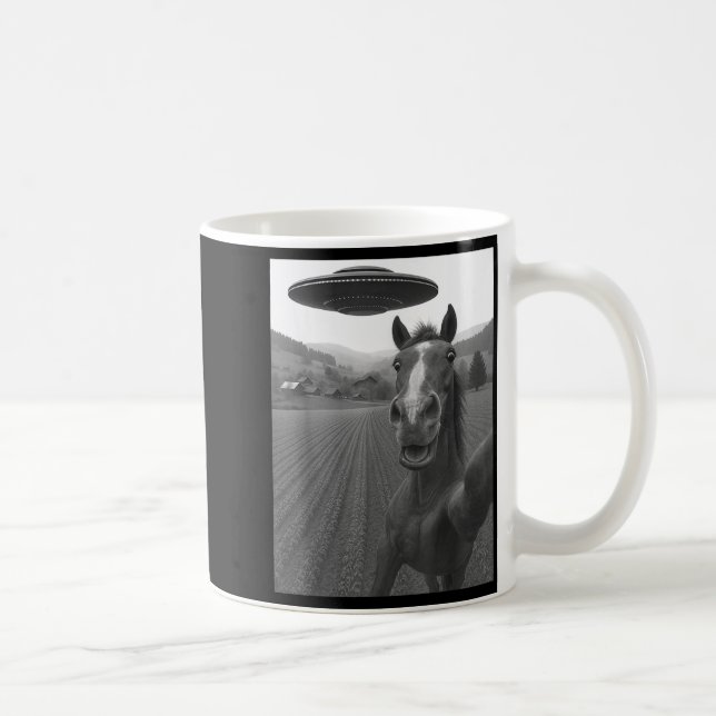 Für Pferd Selfie Alien Ufo Kaffeetasse (Rechts)