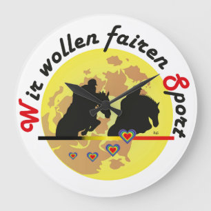 Für Pferde und Pferdesport Liebhaber Große Wanduhr