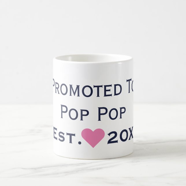 Für Pop Pop Navy & Pink Tasse (Mittel)