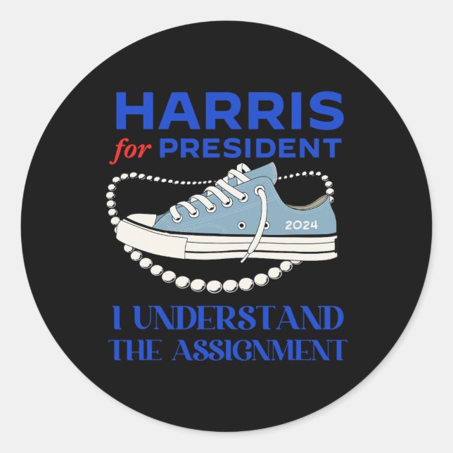 Für Präsident verstehe ich den Ignment Kamala 2024 Runder Aufkleber (Vorderseite)