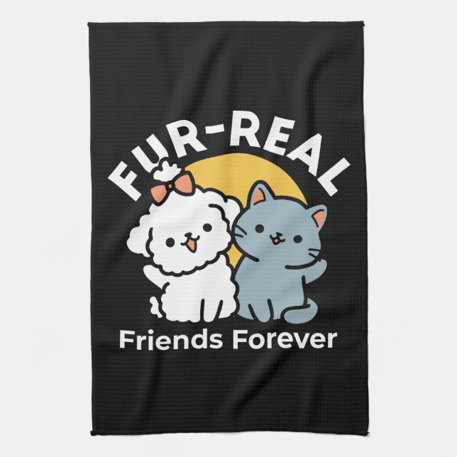 Fur-Real Friends Forever | Niedliches Katzen- und  Geschirrtuch (Vertikal)