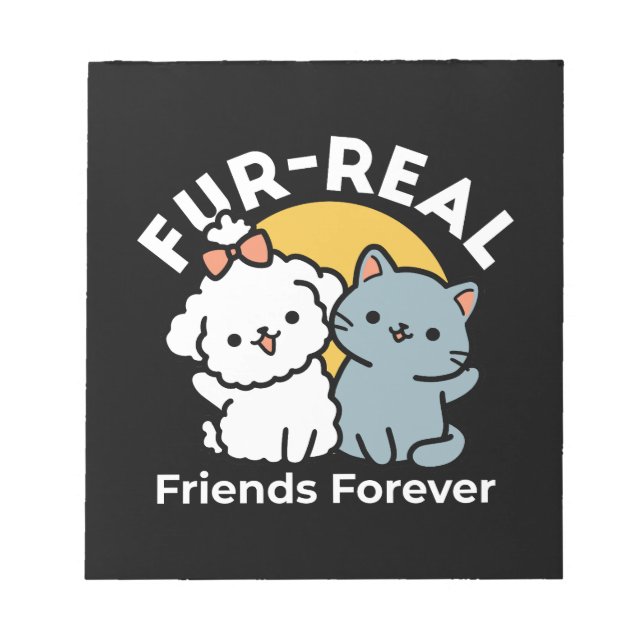 Fur-Real Friends Forever | Niedliches Katzen- und  Notizblock (Vorderseite)