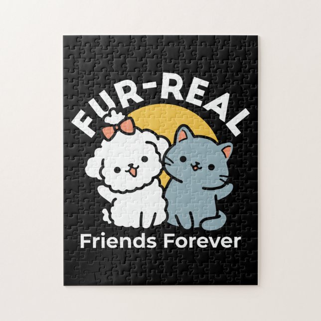 Fur-Real Friends Forever | Niedliches Katzen- und  Puzzle (Vertikal)