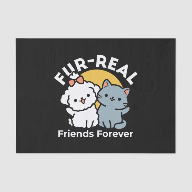 Fur-Real Friends Forever | Niedliches Katzen- und  Seidenpapier (Vorderseite)